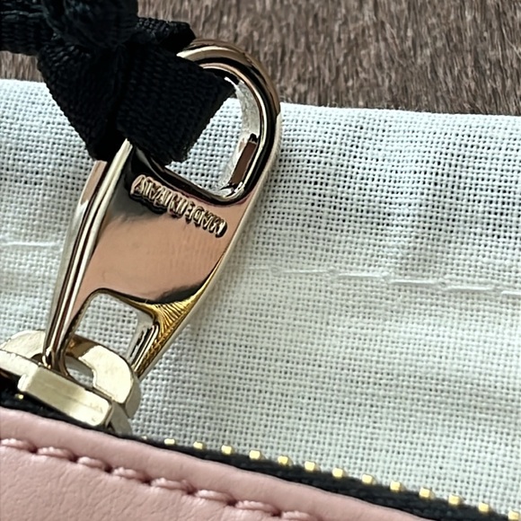 RED Valentino Pink Nude Leather Gold Embossed Pouch Clutch Bag